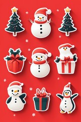 Set of Christmas illustration stickers decorations and decor isolated on background