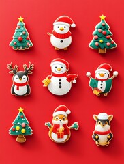 Set of Christmas illustration stickers decorations and decor isolated on background