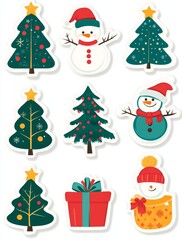 Set of Christmas illustration stickers decorations and decor isolated on background