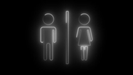lowing Blue Restroom Symbol, Neon Male and Female Icons, Futuristic Bathroom Signage, Modern Neon Gender Sign, Luminous Toilet Icon, Blue Neon Bathroom Sign