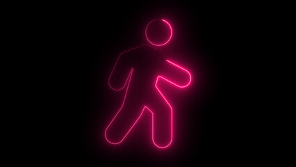 Glowing Blue Walking Icon, Neon Pedestrian Symbol, Futuristic Walk Signage, Modern Neon Walking Figure, Luminous Pedestrian Sign, Neon Walk Icon