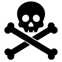 Crossbones and skull death flat vector silhouette white background
