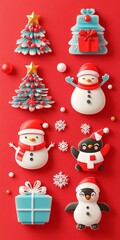 Set of Christmas illustration stickers decorations and decor isolated on background