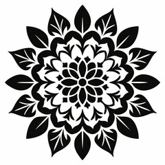 Floral Mandala Stencil Template Vector Silhouette