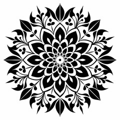 Fototapeta premium Floral Mandala Stencil Template Vector Silhouette