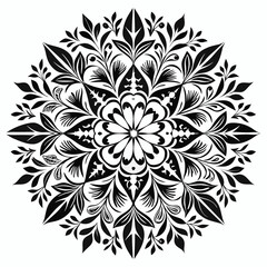 Floral Mandala Stencil Template Vector Silhouette