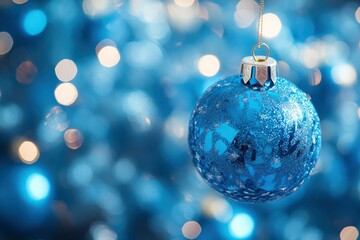 Obraz premium bright blue christmas decoration background, ai
