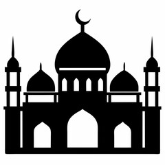 Islamic mosque silhouette on white background
