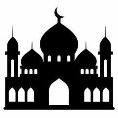 Islamic mosque silhouette on white background
