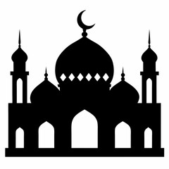 Islamic mosque silhouette on white background
