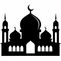 Islamic mosque silhouette on white background
