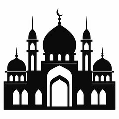 Islamic mosque silhouette on white background

