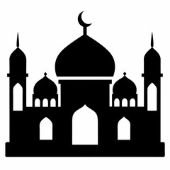Islamic mosque silhouette on white background
