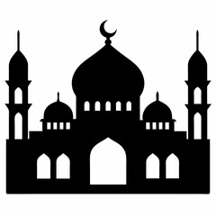 Islamic mosque silhouette on white background
