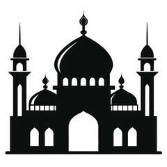Islamic mosque silhouette on white background
