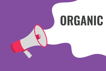 organic button, banner, label, template for website. organic text with colorful megaphone icon
