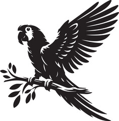 Beautiful parrot bird Silhouette isolated on white background Minimalist parrot vector shape