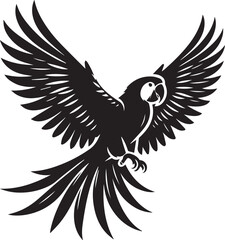 Beautiful parrot bird Silhouette isolated on white background Minimalist parrot vector shape