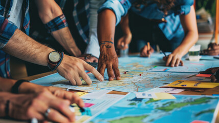 Obraz premium Group of coworkers collaborating on strategic planning and creative projects