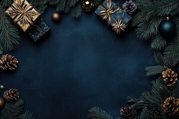 dark christmas decoration background with copy space as greetings card --ar 3:2 --v 6.1 Job ID: 4f743ad7-c356-4277-ab0f-5e51a02e411e