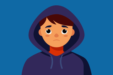  Vector design of an a sad young european on white background