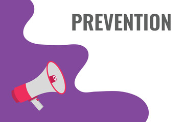 prevention button, banner, label, template for website. prevention text with colorful megaphone icon
