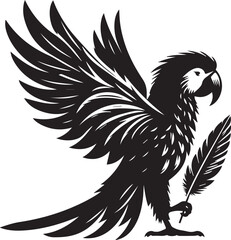 Beautiful parrot bird Silhouette isolated on white background Minimalist parrot vector shape