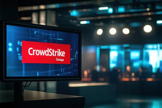 CrowdStrike Outage Alert Displayed in Modern Office