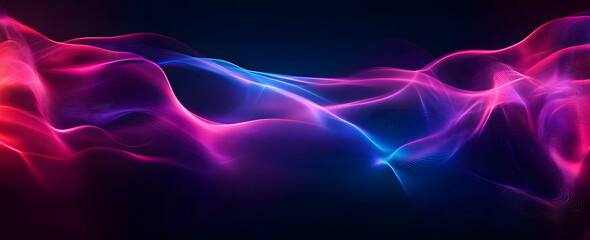 Fototapeta premium Dark abstract background with glowing abstract waves, sound wave design