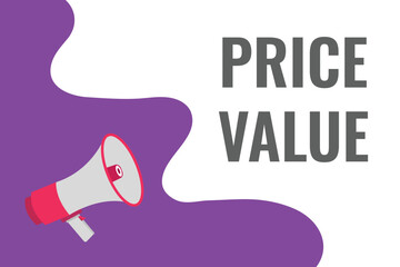 price value button, banner, label, template for website. price value text with colorful megaphone icon
