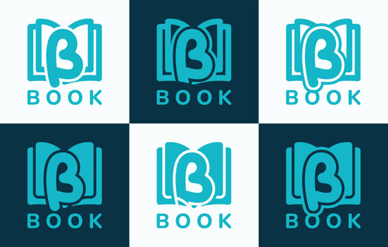 Set of letter B book logo. This logo combines letters and book shapes. Perfect for education, schools, tutoring and the likes.