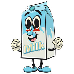 character of a cute milk box cartoon vector isolated clip art mascot illustration be healthy and strong enough to become a champion, work of hand drawn