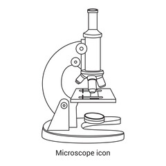 Microscope icon, vector, silhouette. Microscope  scientific line icon, and laboratory instrument. Vector illustration. Medical Microscope outline pictogram.