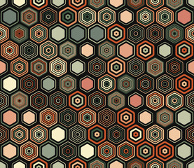 Tileable hexagon background. Geometric elements of varied style and color. Hexagonal shapes. Tileable pattern. Seamless background. Modern vector illustration.