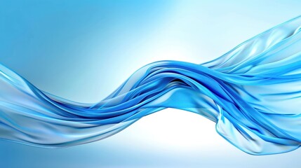 Abstract blue wave fluid flowing motion against a light gradient background. Smooth and dynamic design for various creative uses.