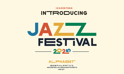 JAZZ Font Uppercase and Number. Fashion minimal alphabet, elegant typeface. Bold high letters for luxury logo and headline. Typography modern sans fonts regular decorative vintage. vector illustration