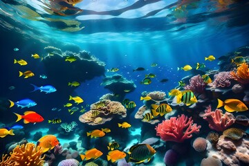 Naklejka premium view of nature from under the water