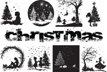 Fototapeta premium Christmas silhouettes