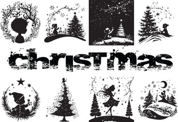 Obraz premium Christmas silhouettes