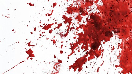 Red blood splatters on white background isolated.