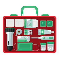first aid box with medical equipment