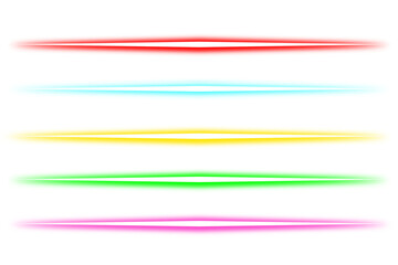 Glowing neon tube lights on white. Abstract lights lines on transparent background. Luminous neon lines isolated on PNG background