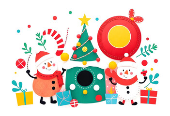 Fototapeta premium Merry Christmas, Christmas tree, door decoration and Christmas card Mockup with beautiful colours of Gifts and background