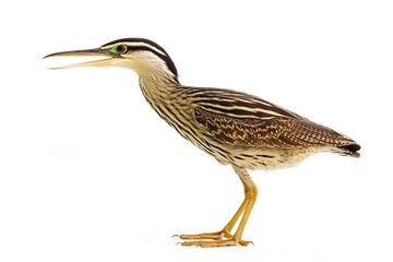 Obraz premium Bittern standing and calling isolated on a white background