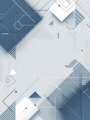 Management Wallpaper with copy space, technology background, flat design, minimalist style, futuristic office elements, sleek blue and grey color palette, abstract geometric shapes, modern digital dev