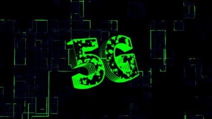5G network wireless technology. Digital speed meter concept with 5G dark blue Hitech communication concept innovation background, vector design
