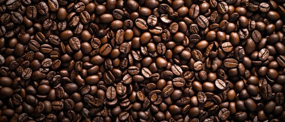 Fototapeta premium Close-up Texture of Roasted Coffee Beans