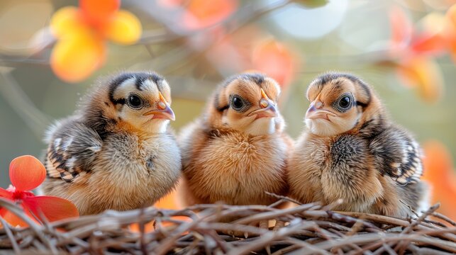 Charming chicks  a delightful scene at a flourishing broiler farm focused on animal well being