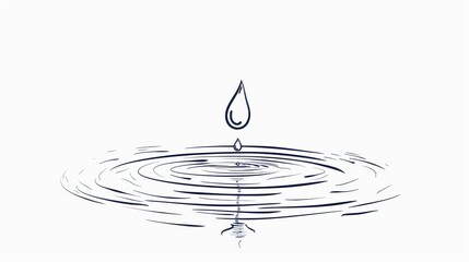 Continuous line of water drop, water drop icon, rain outline, linear sketch, blood drop, environmental donation, abstract simple logo.