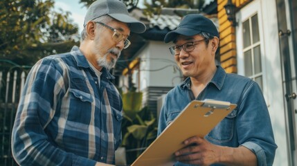 HVAC contractor providing estimate to homeowner